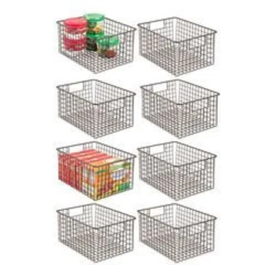 Mdesign Metal Wire Food Organizer Basket With Built-in Handles, 12 X 9 X 6 In Brown