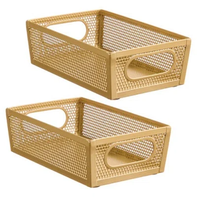 Mdesign Perforated Metal Storage Bin With Handles In Nude