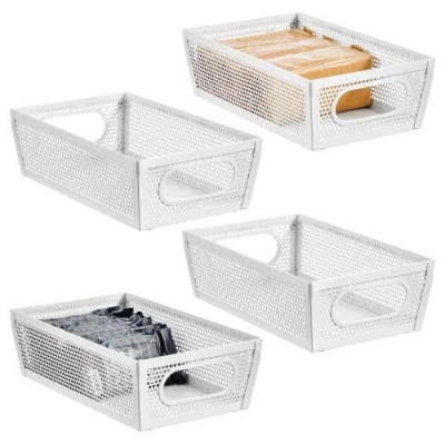 Mdesign Perforated Metal Storage Bin With Handles In White