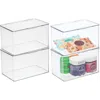 Mdesign Plastic Bath Stacking Storage Organizer Box, Hinged Lid, 4 Pack In Transparent