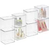 Mdesign Plastic Bath Stacking Storage Organizer Box, Hinged Lid, 8 Pack In Transparent