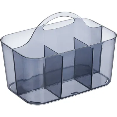 Mdesign Plastic Shower Caddy Storage Organizer Basket With Handle In Smoke Tint