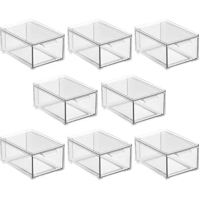 Mdesign Plastic Stackable Bathroom Storage Organizer With Drawer, 8 X 6 X 4 In Clear