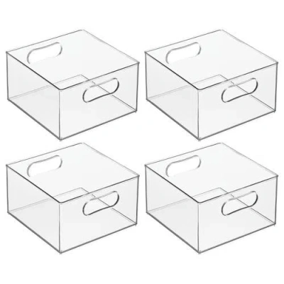 Mdesign Plastic Stackable Closet Storage Organizer Bin W/ Handles, 4 Pack In Clear