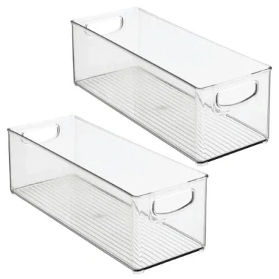 Mdesign Plastic Stackable Pantry Bin With Handles, Set Of 2, Clear, Made In Transparent