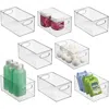 Mdesign Plastic Storage Organizer Wide Container Bin With Handles For Bathroom, Home Organization In Transparent