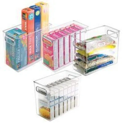 Mdesign Plastic Tall Food Storage Organization Container Bin With Handles In Transparent