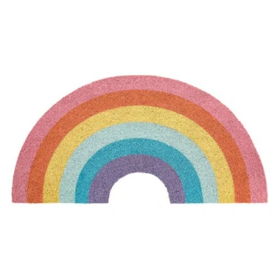 Mdesign Rainbow Half-circle Coir Doormat For Front Door, Natural/multi