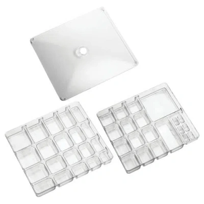 Mdesign Stackable Plastic Jewelry Box, Storage Organizer Trays, 3 Pieces In Metallic