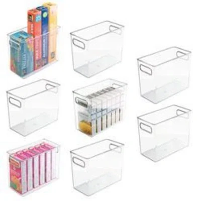 Mdesign Tall Plastic Kitchen Storage Organizer Bin With Handles , 8 Pack In Transparent