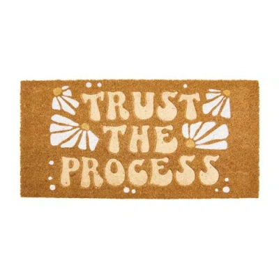 Mdesign Trust The Process Coir Large Rectangular Doormat, Natural In Brown