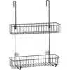 Mdesign Wide Metal Over Door Hanging Shower Caddy, 2 Hooks And Baskets