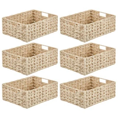 Mdesign Woven Farmhouse Kitchen Pantry Storage Basket Box, 6 Pack, Cream/beige In Neutral