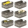 Mdesign Woven Farmhouse Pantry Food Storage Bin Basket Box, 6 Pack