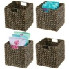 Mdesign Woven Hyacinth Kitchen Basket Organizer With Handles In Black