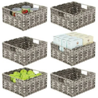 Mdesign Woven Plastic Kitchen Pantry Storage Bin Basket In Brown