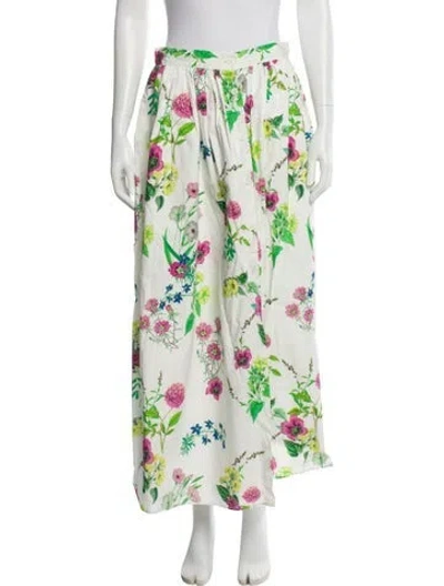 Pre-owned Mds Stripes Floral Print Midi Length Skirt In Neutral