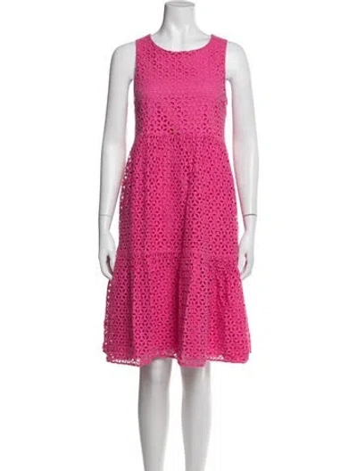Pre-owned Mds Stripes Lace Pattern Knee-length Dress In Pink