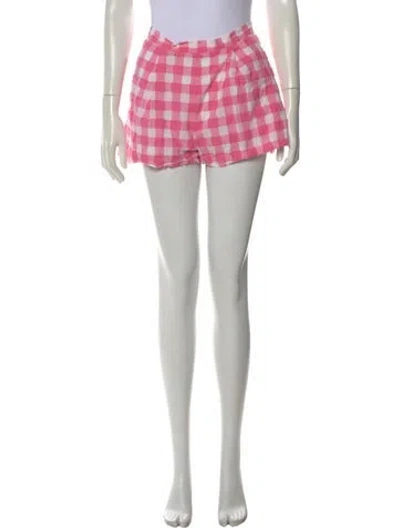 Pre-owned Mds Stripes Plaid Print Mini Shorts In Yellow