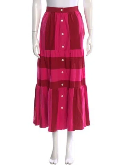 Pre-owned Mds Stripes Pleated Accents Midi Length Skirt In Pink