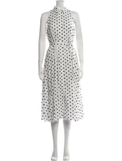 Pre-owned Mds Stripes Polka Dot Print Midi Length Dress In White