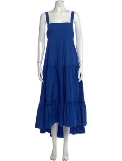 Pre-owned Mds Stripes Square Neckline Long Dress In Blue