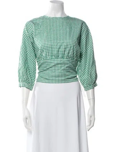 Pre-owned Mds Stripes Striped Crew Neck Top In Green