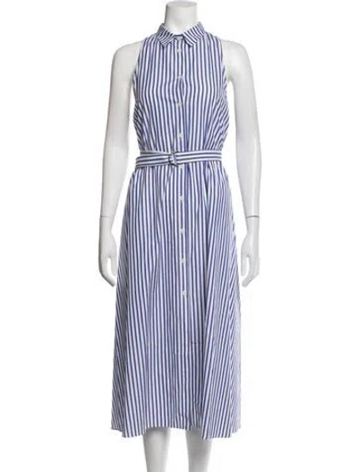 Pre-owned Mds Stripes Striped Midi Length Dress In Blue