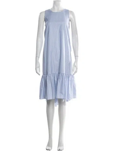 Pre-owned Mds Stripes Striped Midi Length Dress In Blue