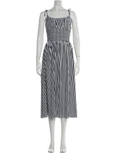 Pre-owned Mds Stripes Striped Midi Length Dress In Blue/white