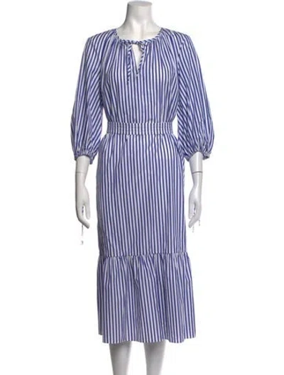 Pre-owned Mds Stripes Striped Midi Length Dress In Blue/white