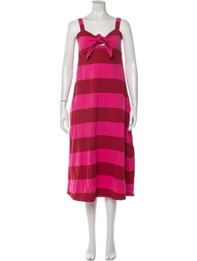 Pre-owned Mds Stripes Striped Midi Length Dress In Pink