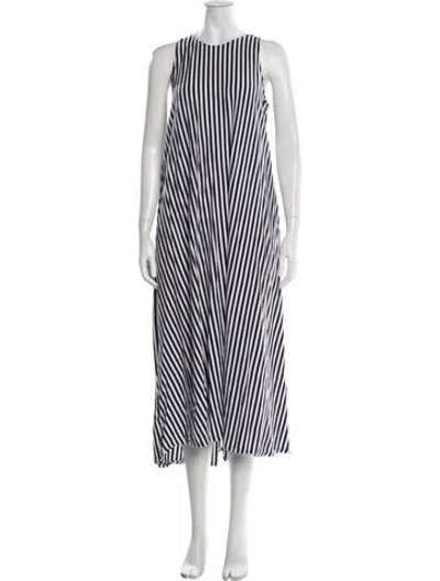 Pre-owned Mds Stripes Striped Midi Length Dress In White