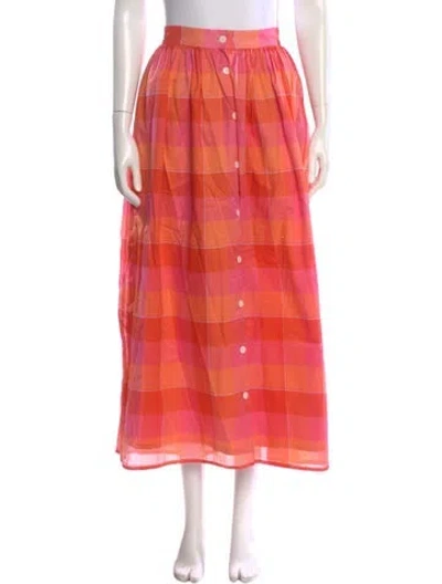 Pre-owned Mds Stripes Striped Midi Length Skirt In Orange