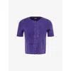 Me And Em And Em Womens Brushed Short-sleeves Cashmere Cardigan Amethyst In Purple