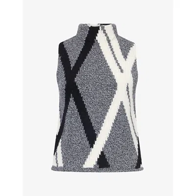 Me And Em And Em Womens Argyle Merino-wool Vest Grey Multi In Gray