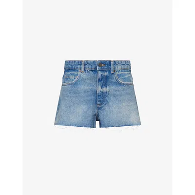 Me And Em And Em Womens Authentic Mid Blue W Classic Cut Off Cotton Shorts
