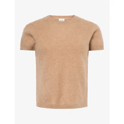 Me And Em And Em Womens Baby Shrunken Brushed Merino-wool T-shirt Camel In Brown