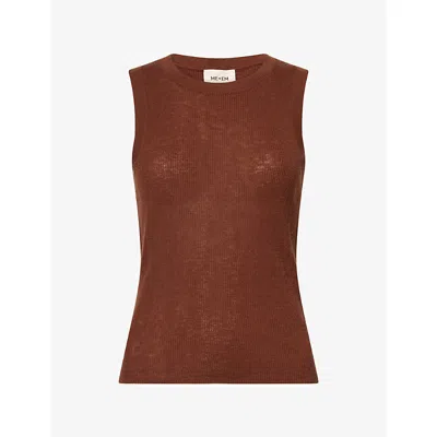 Me And Em And Em Womens Barely There Knit Merino-wool And Cashmere Vest Pecan Brown