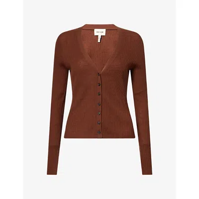 Me And Em And Em Womens Barely There Merino-wool And Cashmere Cardigan Pecan Brown