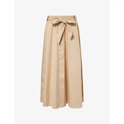 Me And Em And Em Womens Belted A-line Cotton-blend Maxi Skirt Warm Stone