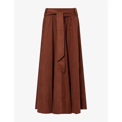 Me And Em And Em Womens Belted Corduroy Maxi Skirt Deep Pecan Brown
