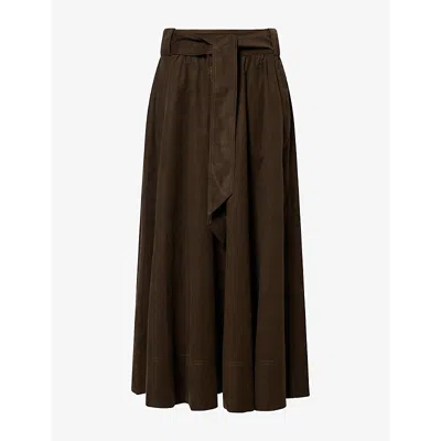 Me And Em And Em Womens Belted Corduroy Maxi Skirt Rich Olive Green