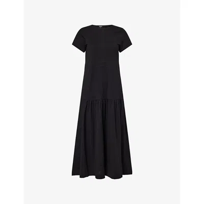 Me And Em And Em Womens Black A-line Tiered Cotton-jersey Maxi Dress