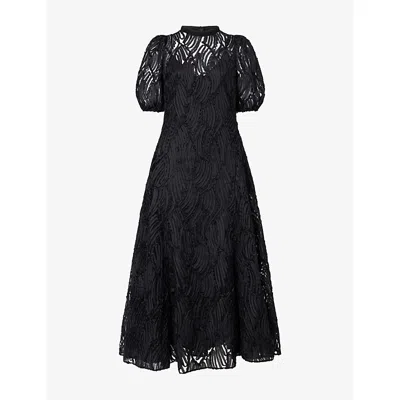 Me And Em And Em Womens Black Applique Slip-pocket Tulle Midi Dress