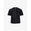 Me And Em And Em Womens Black Button-through Brushed Cashmere Knit Top In Black