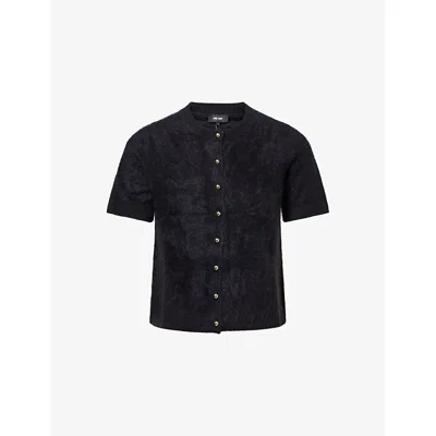 Me And Em And Em Womens Black Button-through Brushed Cashmere Knit Top