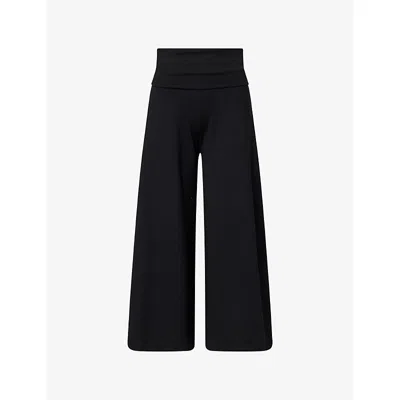 Me And Em And Em Womens Black Cropped Wide-leg Modal-jersey Palazzo Pants