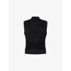 Me And Em And Em Womens Black Draped Sleeveless Stretch-jersey Top In Black