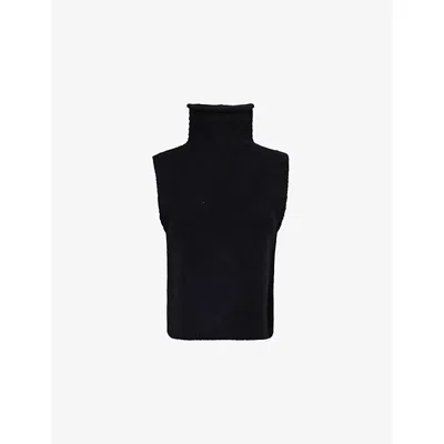 Me And Em And Em Womens Black High-neck Sleeveless Knitted Cashmere Vest